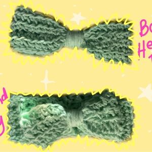 Handmade Green Knit Bow Headband